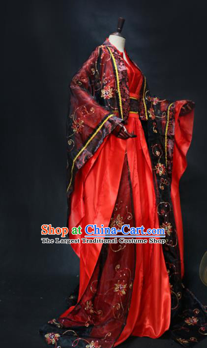 Chinese Traditional Jin Dynasty Wedding Apparels Ancient Emperor Garment Costumes Cosplay King Red Hanfu Clothing