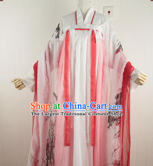 China Traditional Tang Dynasty Princess Pink Hanfu Dress Cosplay Noble Lady Clothing Ancient Fairy Garments