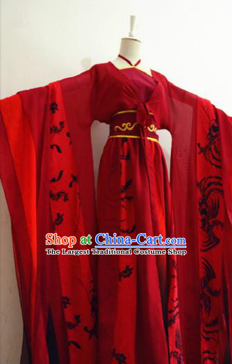 China Cosplay Fairy Bai Fengjiu Clothing Ancient Young Beauty Garments Traditional Tang Dynasty Princess Red Hanfu Dress