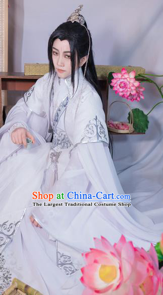 Chinese Traditional Han Dynasty Prince Apparels Ancient Childe Garment Costumes Cosplay Swordsman Xie Lian White Clothing