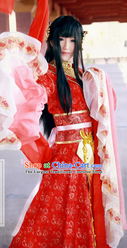 China Ancient Young Beauty Wedding Garments Traditional Jin Dynasty Princess Hanfu Dress Cosplay Female Swordsman Clothing