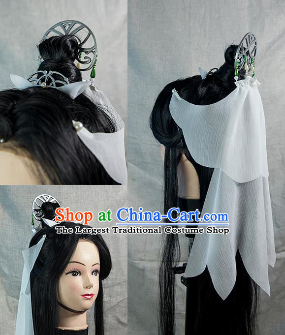 China Traditional Song Dynasty Taoist Nun Hair Crown Heaven Official Blessing Ancient Cosplay Swordswoman Headdress