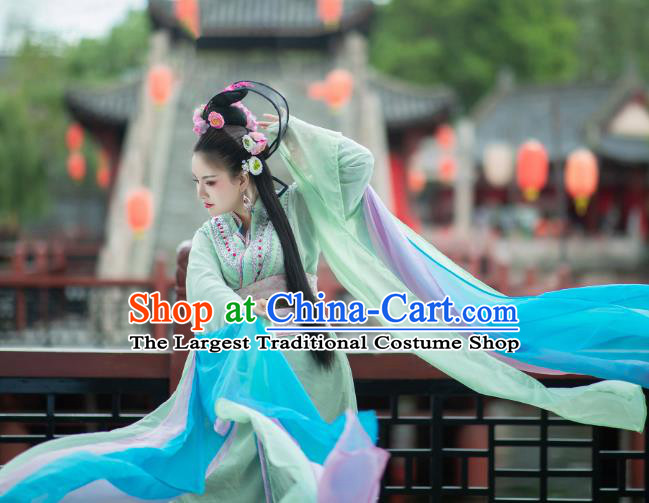 China Traditional Han Dynasty Empress Green Hanfu Dress Cosplay Drama The Queen Zhao Feiyan Clothing Ancient Imperial Concubine Garments