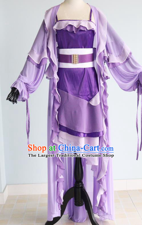 China Cosplay Drama An Ning Clothing Ancient Palace Lady Garments Traditional Tang Dynasty Princess Purple Hanfu Dress