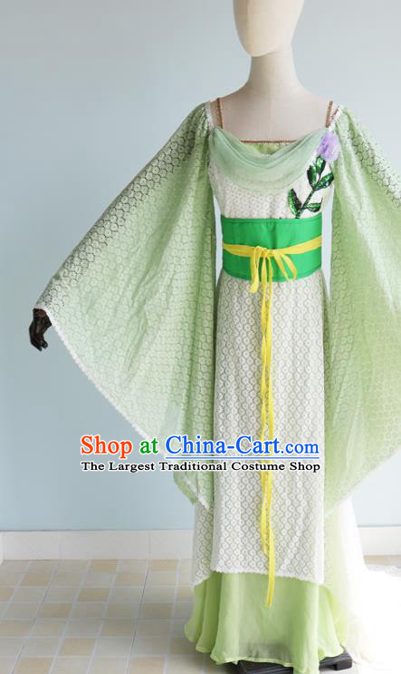 China Cosplay Drama Seven Fairy Lv Er Clothing Ancient Young Lady Garments Traditional Song Dynasty Princess Green Hanfu Dress