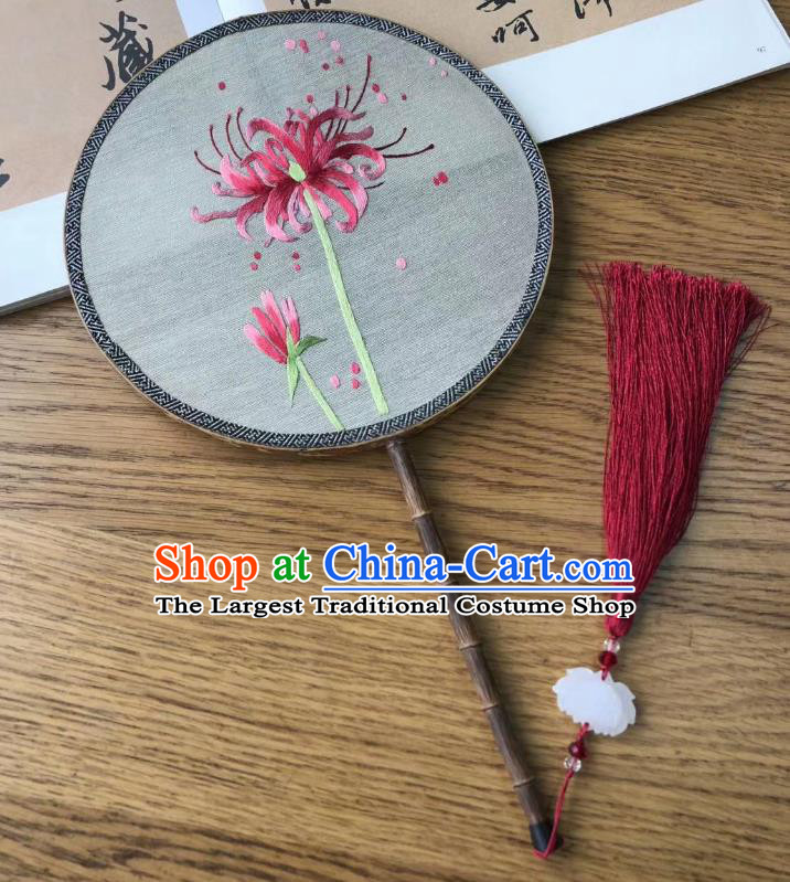 China Traditional Silk Fans Cheongsam Dance Circular Fan Classical Palace Fan Handmade Double Side Suzhou Embroidered Fan