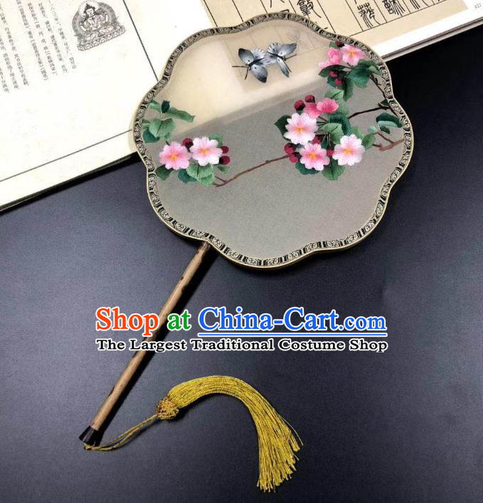 China Cheongsam Dance Fan Classical Palace Fan Handmade Double Side Suzhou Embroidered Begonia Fan Traditional Silk Fans