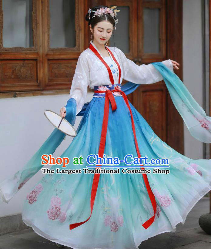 China Ancient Patrician Lady Embroidered Hanfu Dress Song Dynasty Royal Princess Historical Clothing Traditional Hanfu Garments