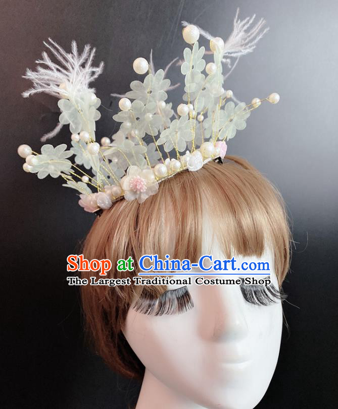 Top Baroque Princess Giant Headdress Rio Carnival Decorations Halloween Cosplay Hair Accessories Stage Show Pearls Royal Crown