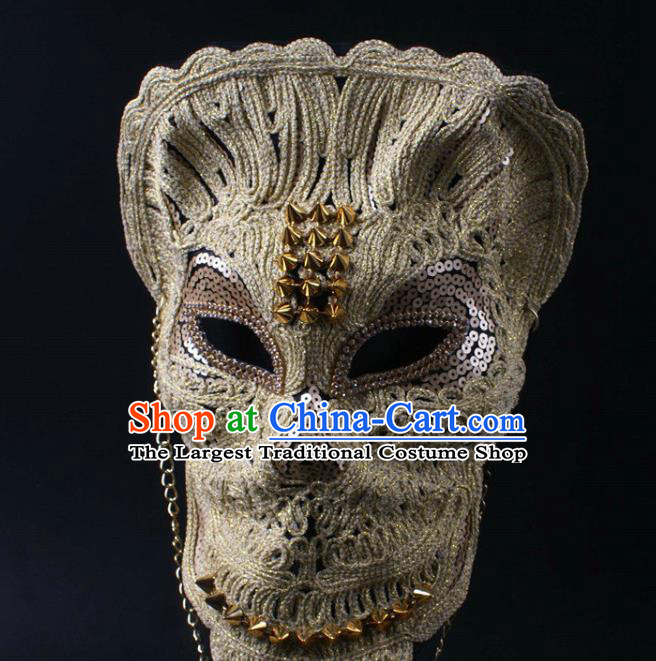 Rio Carnival Headwear Halloween Party Male Cosplay Mask Professional Stage Performance Lace Face Mask