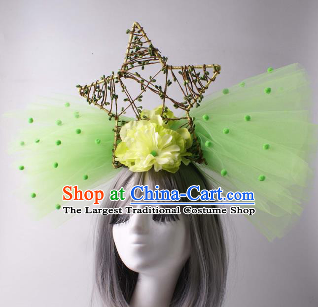 Top Rio Carnival Decorations Halloween Cosplay Top Hat Stage Show Green Veil Hair Crown Baroque Giant Headdress