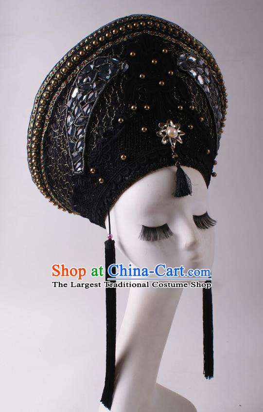 Top Halloween Cosplay Queen Black Hat Stage Show Royal Crown Baroque Giant Headdress Rio Carnival Decorations