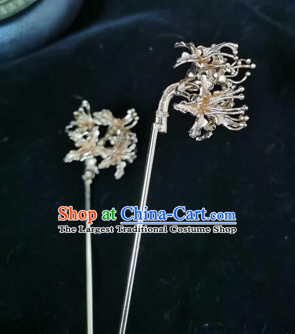 China Ancient Palace Lady Hair Stick Tang Dynasty Princess Golden Manjusaka Hairpin Traditional Hanfu Hair Accessories