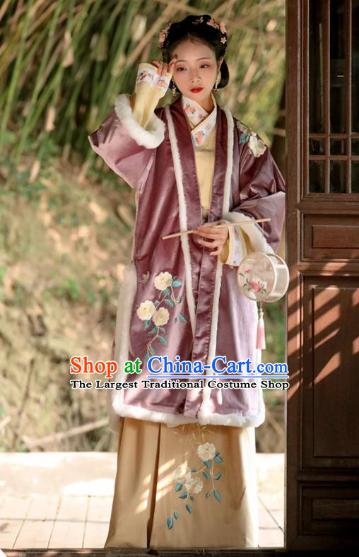 China Ancient Noble Infanta Dress Traditional Winter Hanfu Garments Song Dynasty Palace Princess Historical Clothing