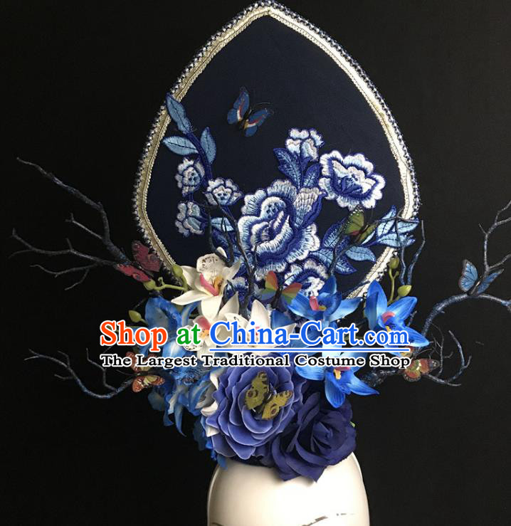 Top Brazil Parade Headdress Halloween Cosplay Hair Accessories Catwalks Embroidered Royal Crown Rio Carnival Flowers Top Hat