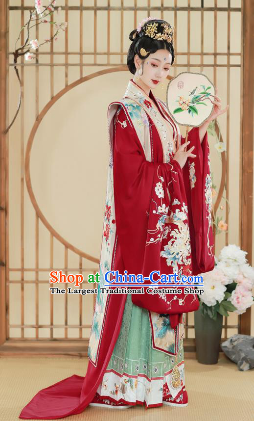 China Traditional Song Dynasty Empress Wedding Historical Clothing Ancient Court Bride Embroidered Hanfu Dress Garments Full Set