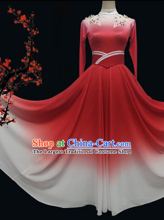 Chinese Spring Festival Gala Performance Garment Costume Modern Dance Clothing Opening Dance Woman Group Dance Red Dress Outfits