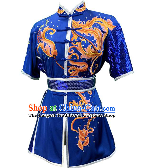 Chinese Kungfu Competition Clothing Kung Fu Training Garment Costumes Martial Arts Wushu Embroidered Red Sequins Outfits