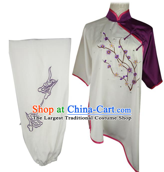 Chinese Chang Boxing Garment Costumes Martial Arts Embroidered Plum Blossom Outfits Kungfu Wushu Competition Clothing