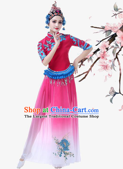 Top Chinese Woman Beijing Opera Garment Costume Traditional Classical Dance Rosy Dress Outfits Stage Performance Clothing