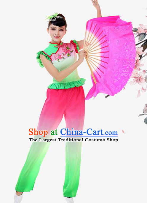 China Fan Dance Garment Costume Female Drum Dance Clothing Jiaozhou Yangko Performance Uniforms