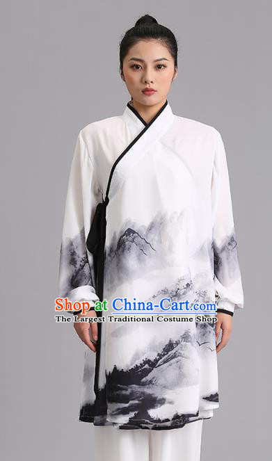 Chinese Tai Ji Ink Painting Outfits Tai Chi Performance Clothing Martial Arts Kung Fu Competition Garments