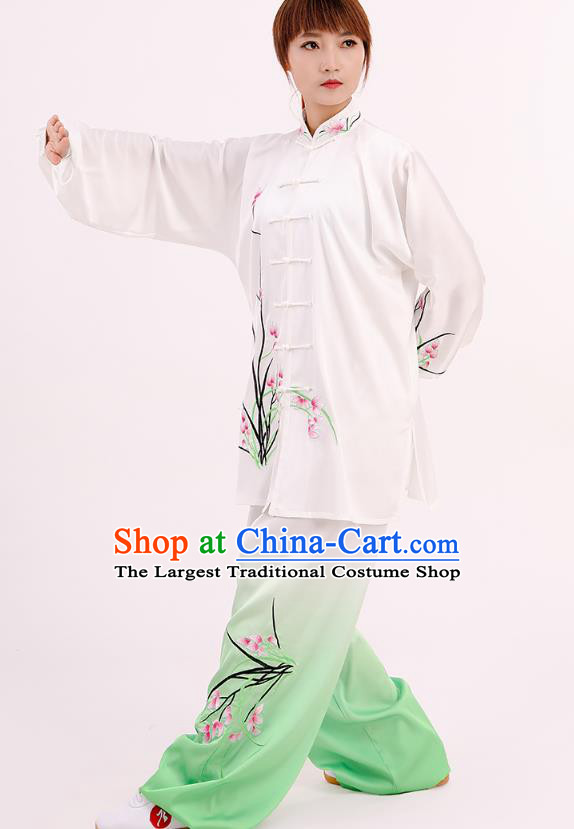 Chinese Tai Chi Kung Fu Competition Clothing Martial Arts Performance Garments Tai Ji Chuan Embroidered Orchids Outfits