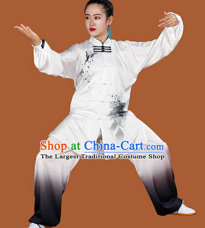 Chinese Kung Fu Tai Ji Training Clothing Tai Chi Performance Suits Martial Arts Competition Ink Painting Butterfly Outfits