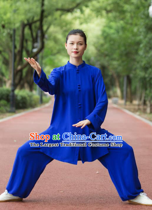 Chinese Kung Fu Suits Tai Ji Competition Royalblue Outfits Tai Chi Group Performance Clothing Martial Arts Garment