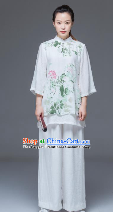 Chinese Kung Fu Competition Suits Martial Arts Outfits Tai Chi Clothing Performance Printing Lotus Garment