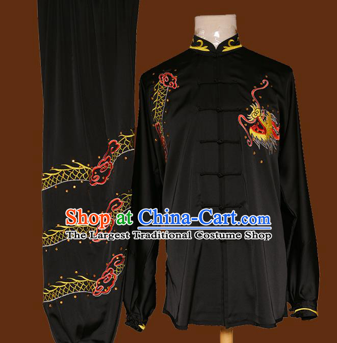 China Nanquan Boxing Training Embroidered Dragon Suits Kung Fu Competition Uniforms Tai Chi Garment Costumes