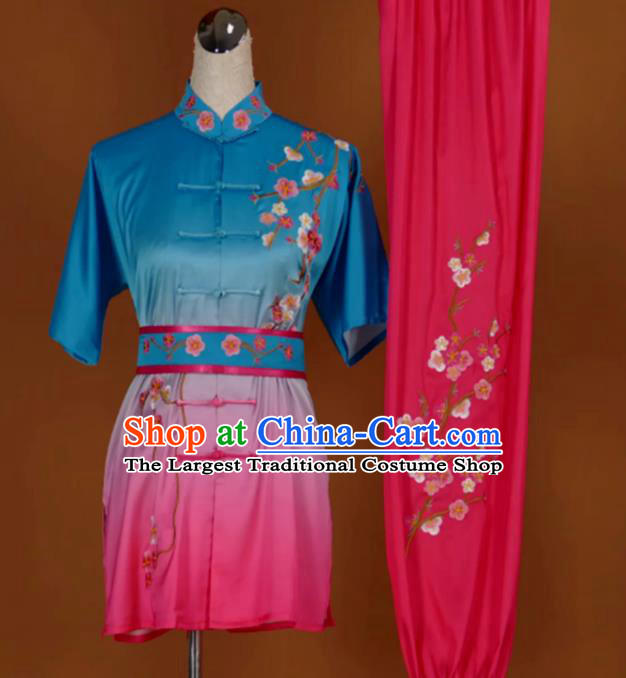 China Tai Chi Sword Training Embroidered Plum Clothing Kung Fu Performance Outfits Wushu Martial Arts Competition Suits