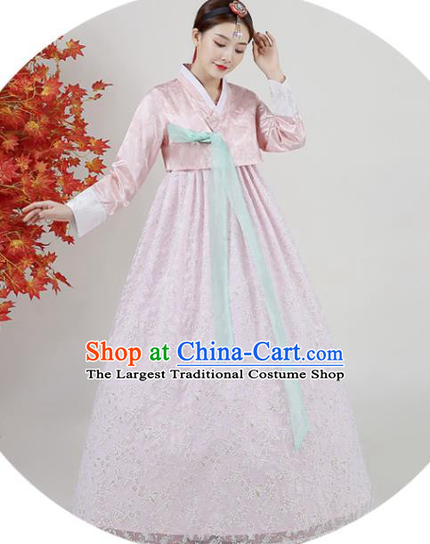 Asian Korea Court Peach Pink Blouse and Dress Classical Dance Outfits Korean Traditional Wedding Dress Ancient Bride Garment Costumes