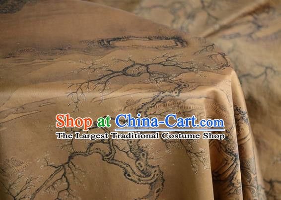 Chinese Silk Fabric Ginger Gambiered Guangdong Gauze High Quality Cheongsam Cloth Classical Pattern DIY Satin Fabric