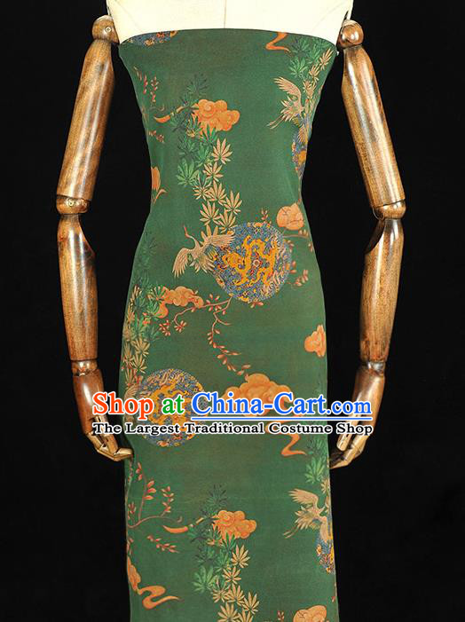 Chinese Traditional Dragon Pattern DIY Satin Fabric Silk Fabric Green Gambiered Guangdong Gauze Cheongsam Cloth