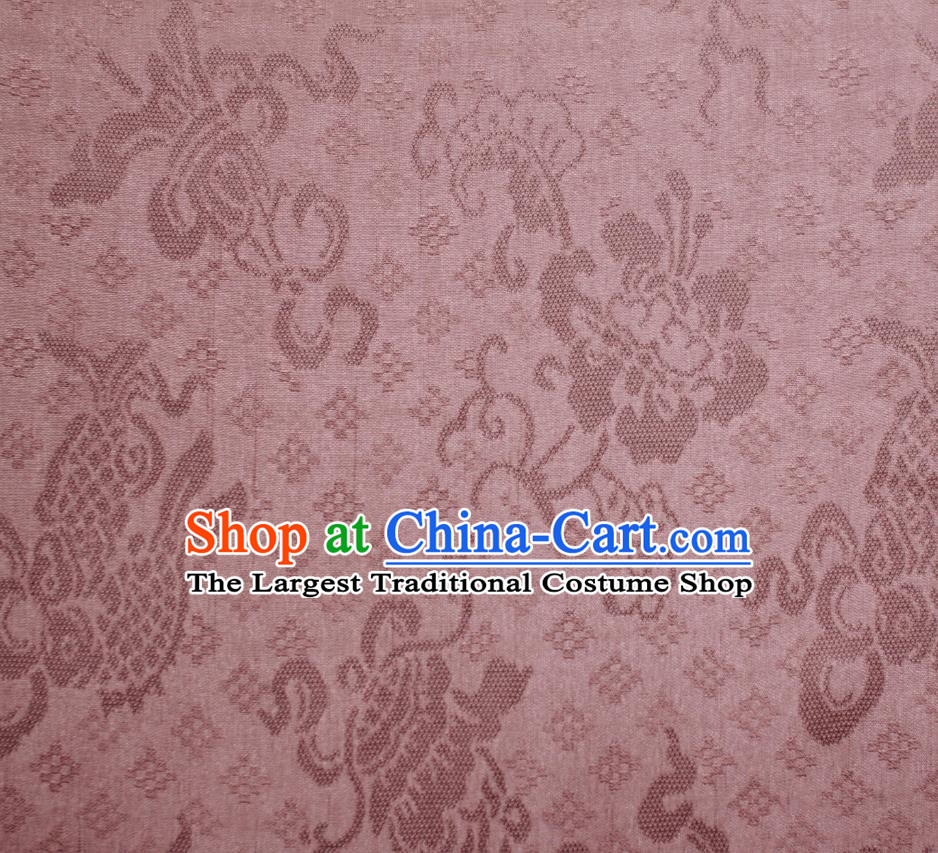 Chinese Deep Pink Tapestry Cloth Traditional Qipao Dress Jacquard Drapery Silk Fabric Classical Eight Treasures Pattern Brocade