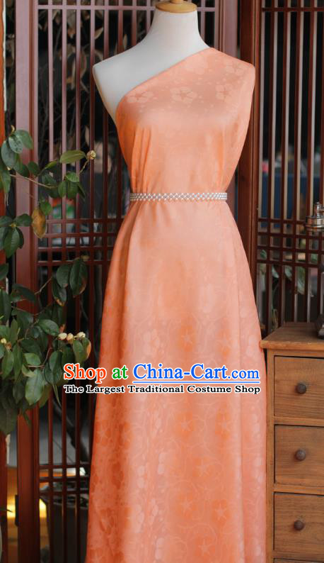 Chinese Traditional Qipao Dress Drapery Orange Silk Fabric Classical Plum Blossom Pattern Brocade Jacquard Tapestry Cloth