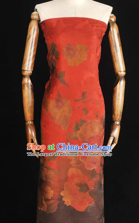 Top Chinese Traditional Jacquard Red Brocade Cloth Cheongsam Silk Fabric Classical Gambiered Guangdong Gauze