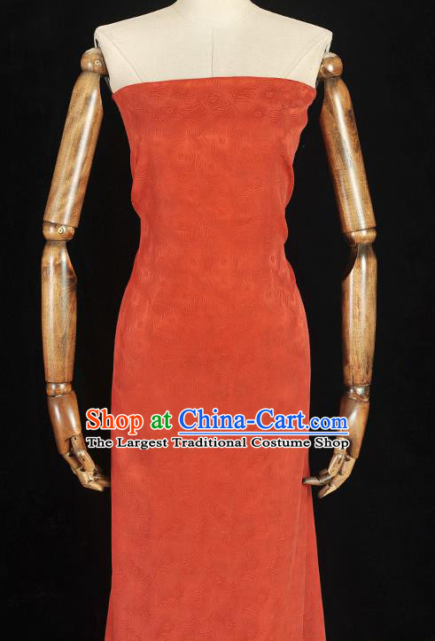 Top Chinese Traditional Orange Brocade Cloth Cheongsam Gambiered Guangdong Gauze Classical Feather Pattern Silk Fabric