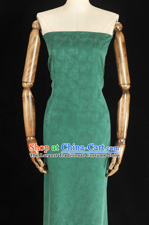 Top Chinese Cheongsam Gambiered Guangdong Gauze Classical Feather Pattern Silk Fabric Traditional Green Brocade Cloth