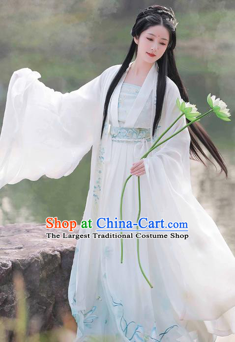 China Ancient Lotus Fairy Hanfu Dress Traditional Tang Dynasty Princess Garment Clothing