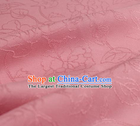 Chinese Traditional Cheongsam Drapery Pink Silk Fabric Classical Camellia Pattern Brocade Cloth Jacquard Tapestry Material