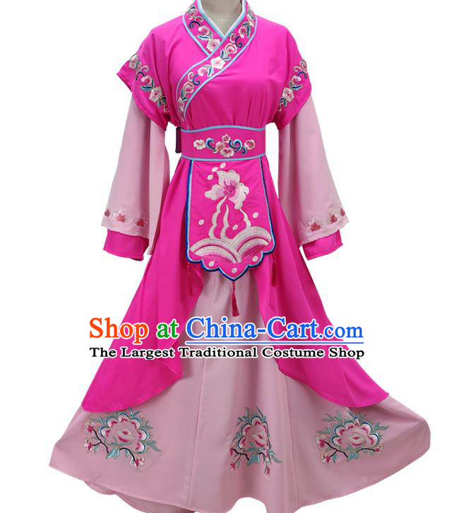 Chinese Beijing Opera Diva Clothing Traditional Peking Opera Young Lady Rosy Dress Shaoxing Opera Court Maid Garment