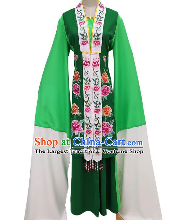 Chinese Beijing Opera Actress Clothing Traditional Peking Opera Hua Tan Green Dress Shaoxing Opera Taoist Nun Garment