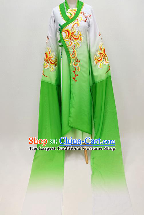 Chinese Beijing Opera Actress Green Clothing Traditional Peking Opera Diva Water Sleeve Dress Shaoxing Opera Young Beauty Garment