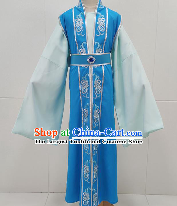 China Peking Opera Scholar Li Menglong Garments Traditional Shaoxing Opera Young Male Noble Childe Blue Clothing