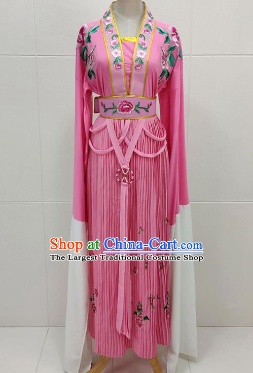 Chinese Beijing Opera Diva Water Sleeve Clothing Traditional Shaoxing Opera Flowers Fairy Pink Dress Garments