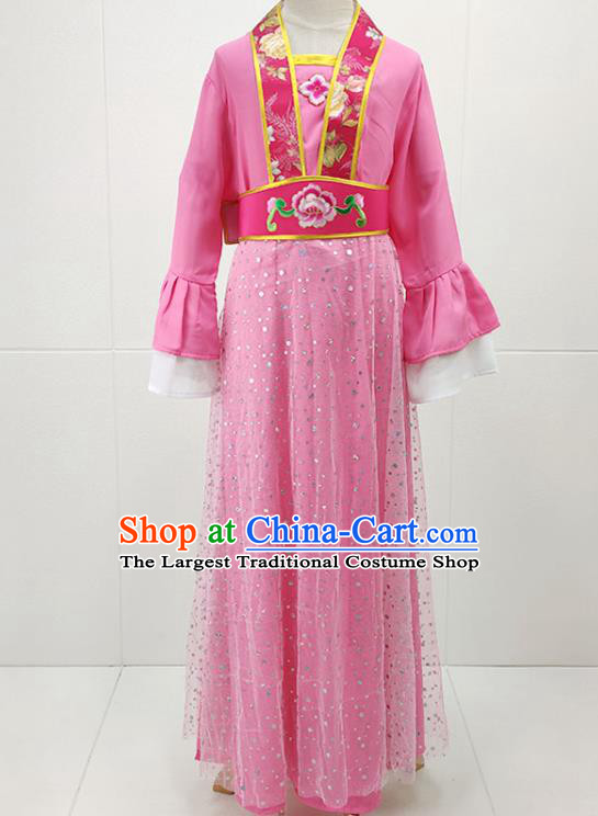 Chinese Beijing Opera Xiaodan Clothing Traditional Huangmei Opera Young Lady Pink Dress Garments