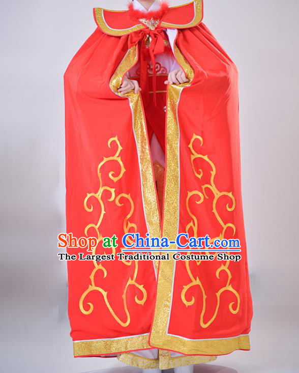 Chinese Shaoxing Opera Swordswoman Red Cape Beijing Opera Clothing Traditional Peking Opera Empress Garment