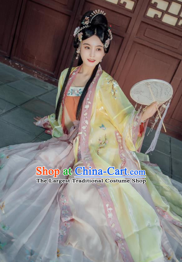 China Traditional Song Dynasty Young Beauty Historical Clothing Ancient Princess Hanfu Dress Garments Complete Set